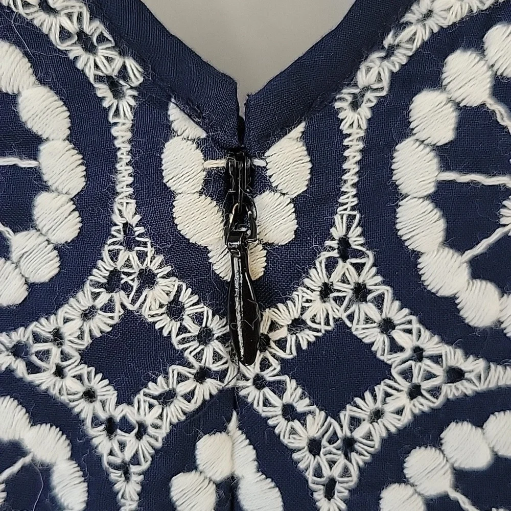 J.Crew Double Strap Cotton Sundress Navy & White Size 4
